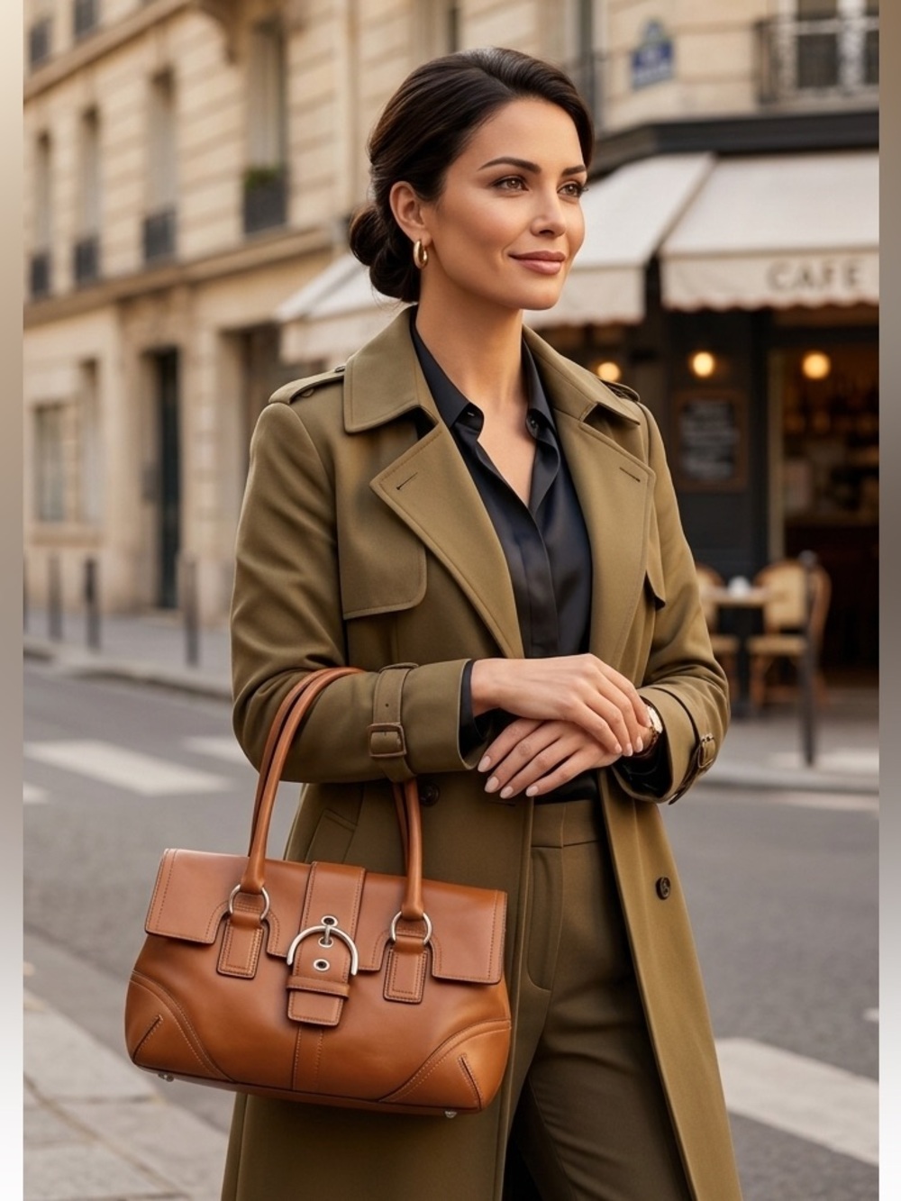 Classic SoHo Vintage Leather Satchel Handbag - Chestnut Brown